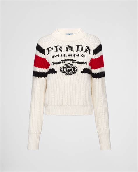 pull blanc prada|Pull Court En Viscose Et Laine Extra Fine Blanc .